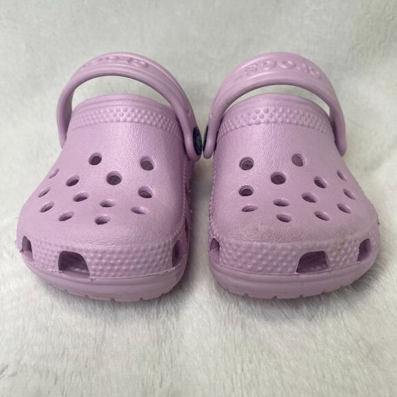 Crocs Clogs Toddler Lilac Adjustable Back Strap & Ventilation Holes Sz C2/3 - Picture 4 of 6